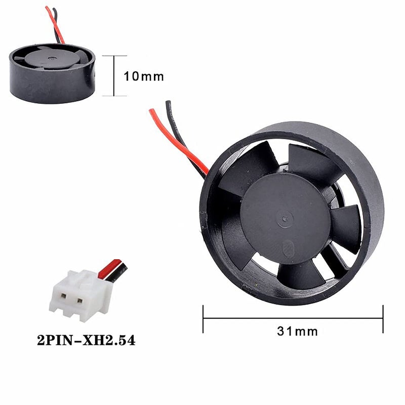 WINSINN 30mm Round Fan Circle 12V, Micro 12 Volt Ring Fans Loop 3010 Hydraulic Bearing, Brushless Cooling 31.5x10mm 2PIN (Pack of 5Pcs) - Image 2